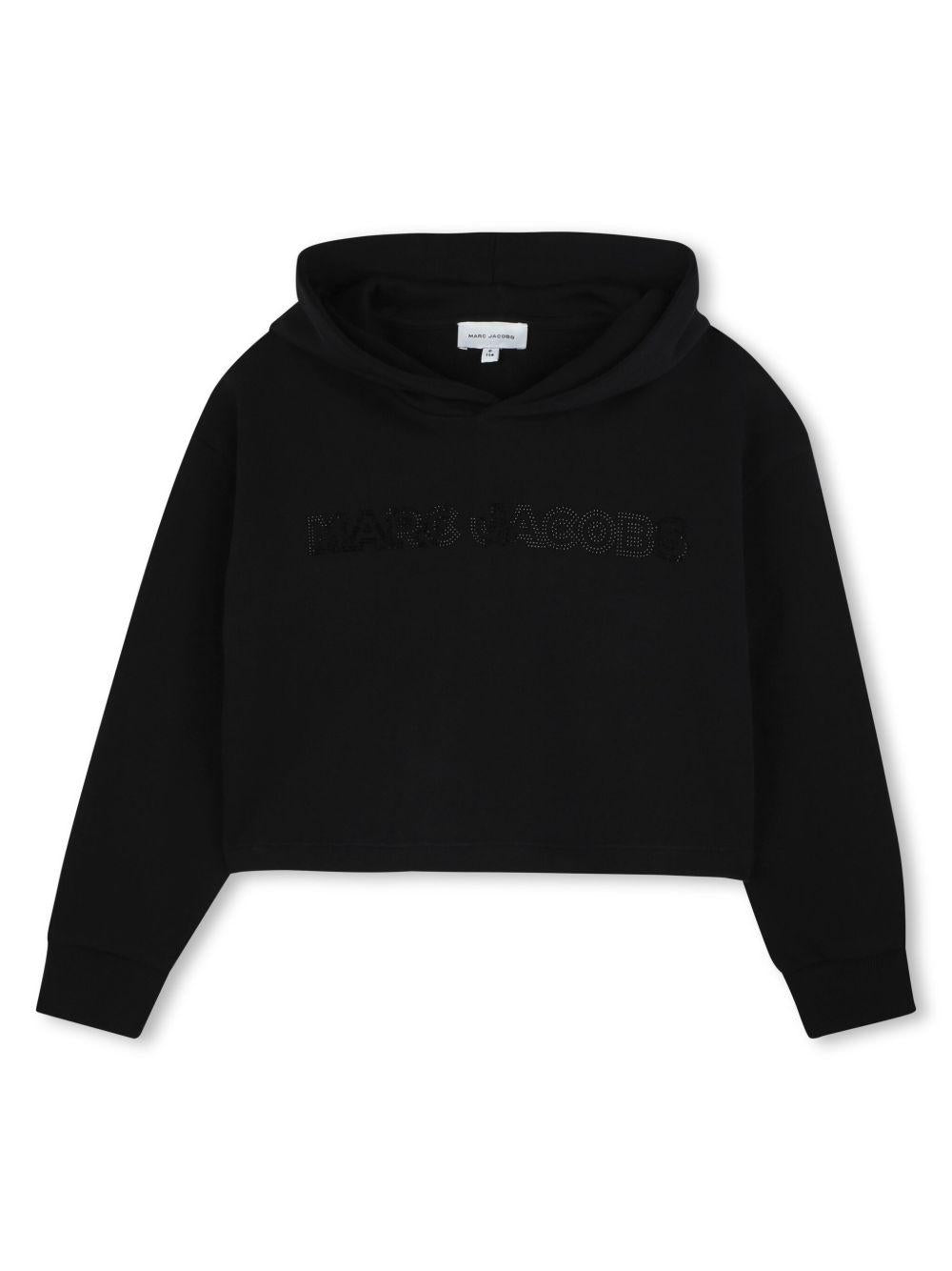 Felpa crop con cappuccio per bambina Marc Jacobs Kids nero con design crop W60536 09B THE MARC JACOBS KIDS 
