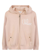Felpa per bambina Chloé Kids beige con logo ricamato C20790 257 CHLOE' KIDS 