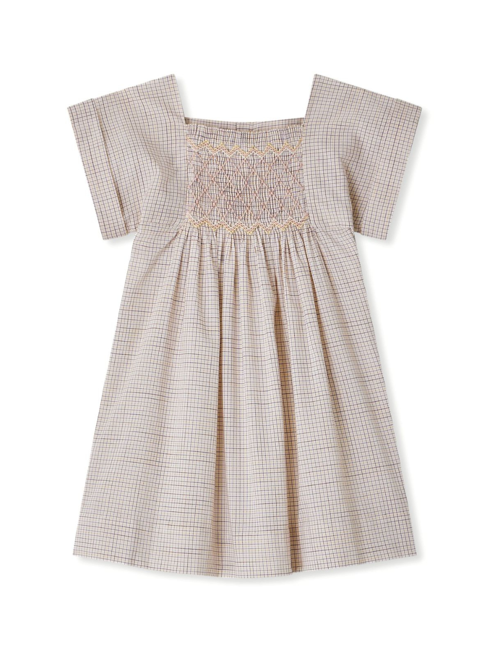 Abito per neonata Bonpoint Pais beige con motivo a quadri S05XDRW00020 309B BONPOINT 
