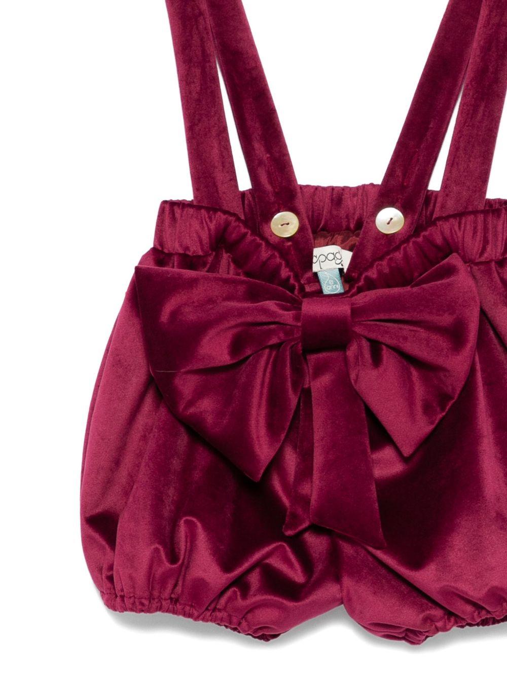 Shorts per bambina A'lapage rossi con bretelle e fiocco AL32B BORDEAUX A'LAPAGE 
