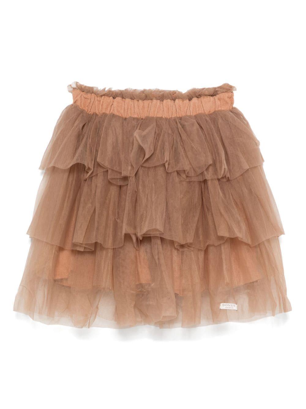 Gonna Mirre per bambina Donsje marrone con rete in tulle 4087700 00014 DONSJE 