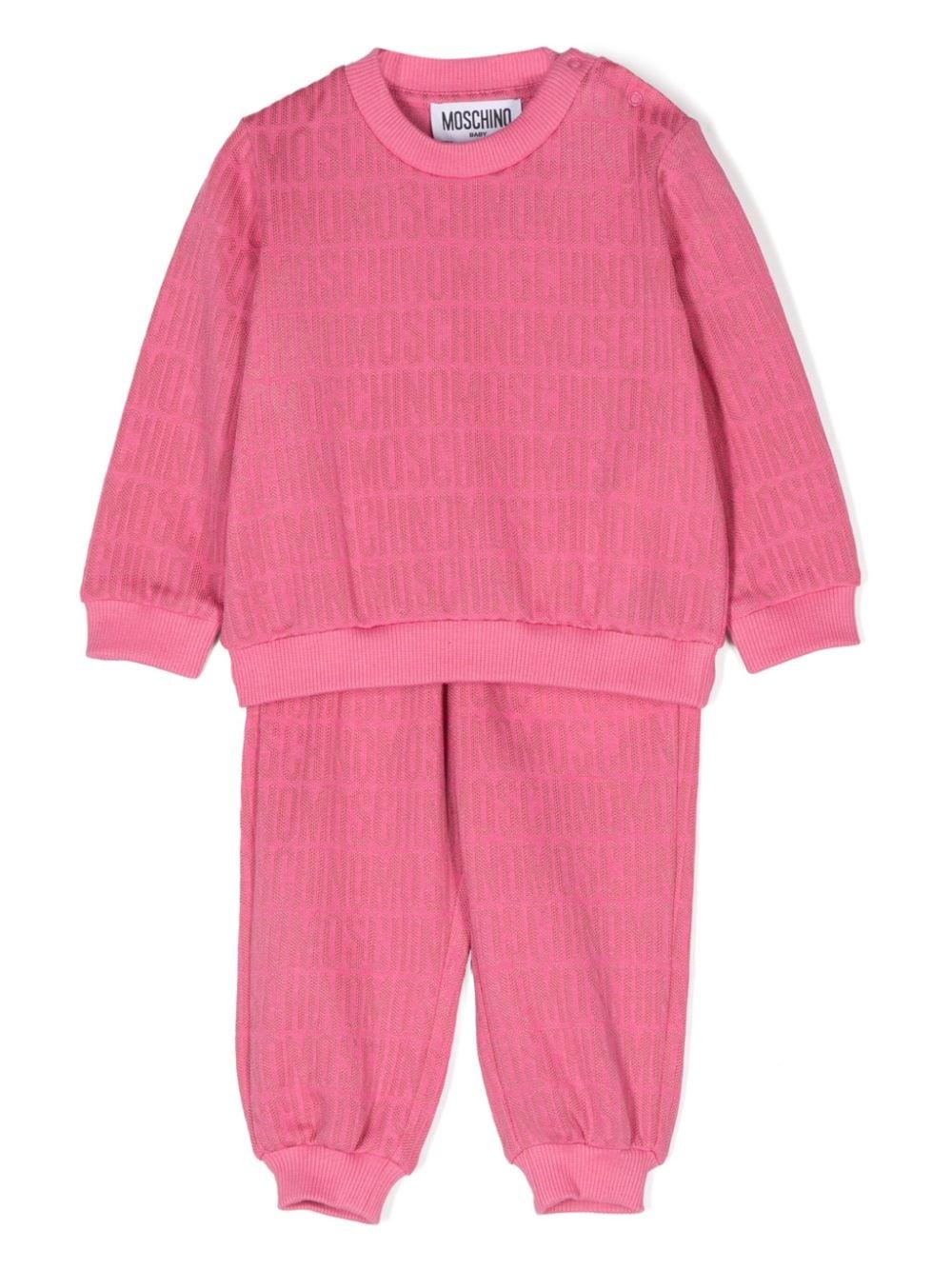 Tuta sportiva per neonata Moschino Kids rosa con logo jacquard MYK02PM0J03 86197 MOSCHINO KIDS 