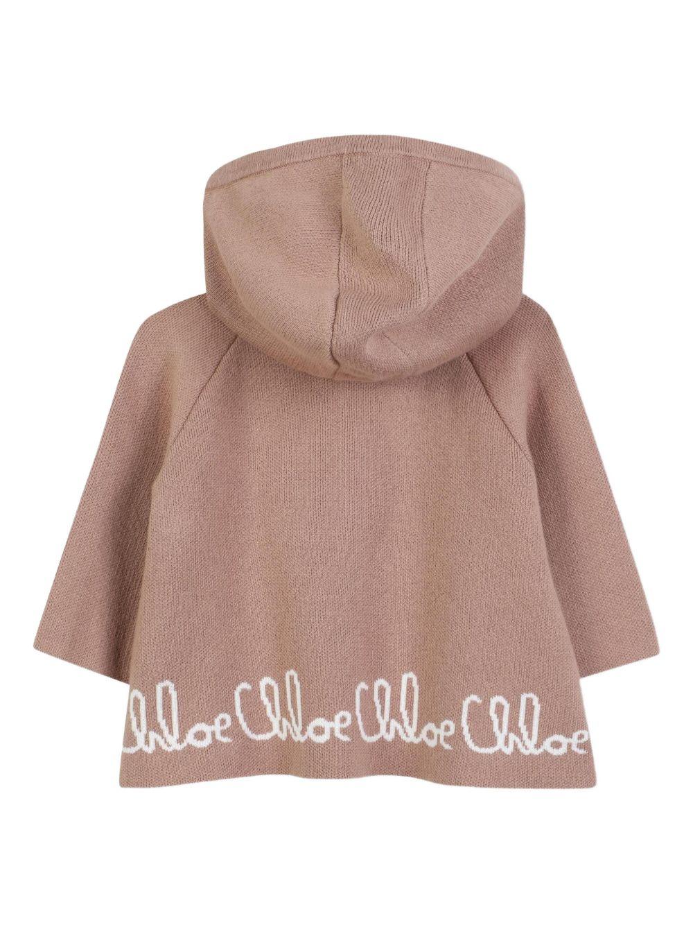 Cappotto per neonata Chloé Kids marrone con scritta con logo C20802 244 CHLOE' KIDS 