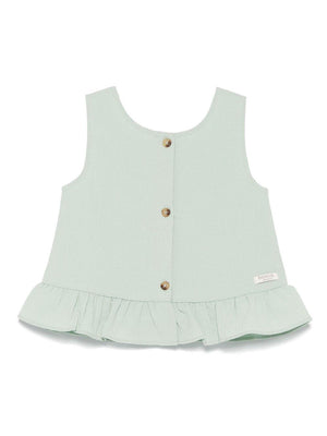 Top per neonata Donsje Francise verde con orlo increspato