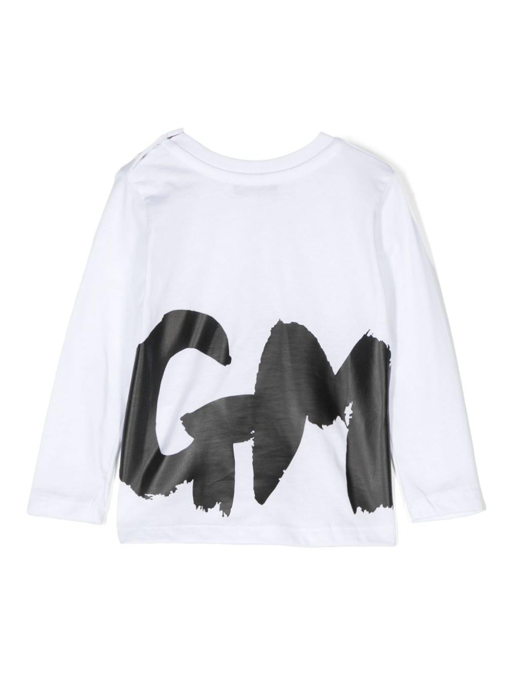 T-shirt bianca per bambina a maniche lunghe con stampa nera MSGM maxi F4MSUNTH266 001 MSGM KIDS 
