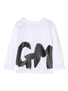 T-shirt bianca per bambina a maniche lunghe con stampa nera MSGM maxi F4MSUNTH266 001 MSGM KIDS 