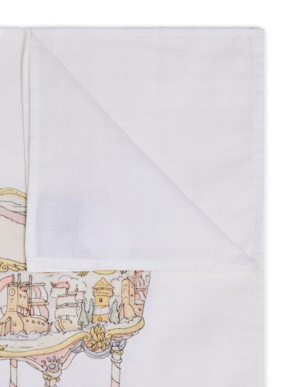 Coperta per neonati Atelier Chuox bianca con stampa Carousel CA-CQ-CAR P-U ATELIER CHOUX PARIS 