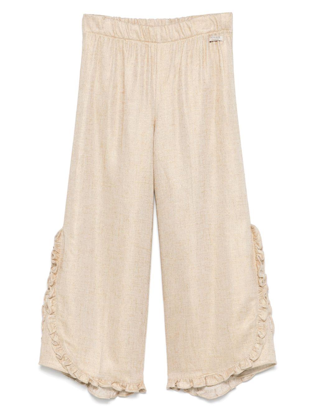 Pantaloni Pipp per bambina Donsje beige con trama metallizzata 4088300 00058 DONSJE 