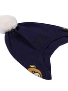 Berretto con pompon per neonato Moschino Kids blu con lavorazione a maglia MUX04ZLHE66 40016 MOSCHINO KIDS 