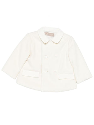 Cappotto a doppiopetto per neonata La Stupenderia bianco con colletto classico