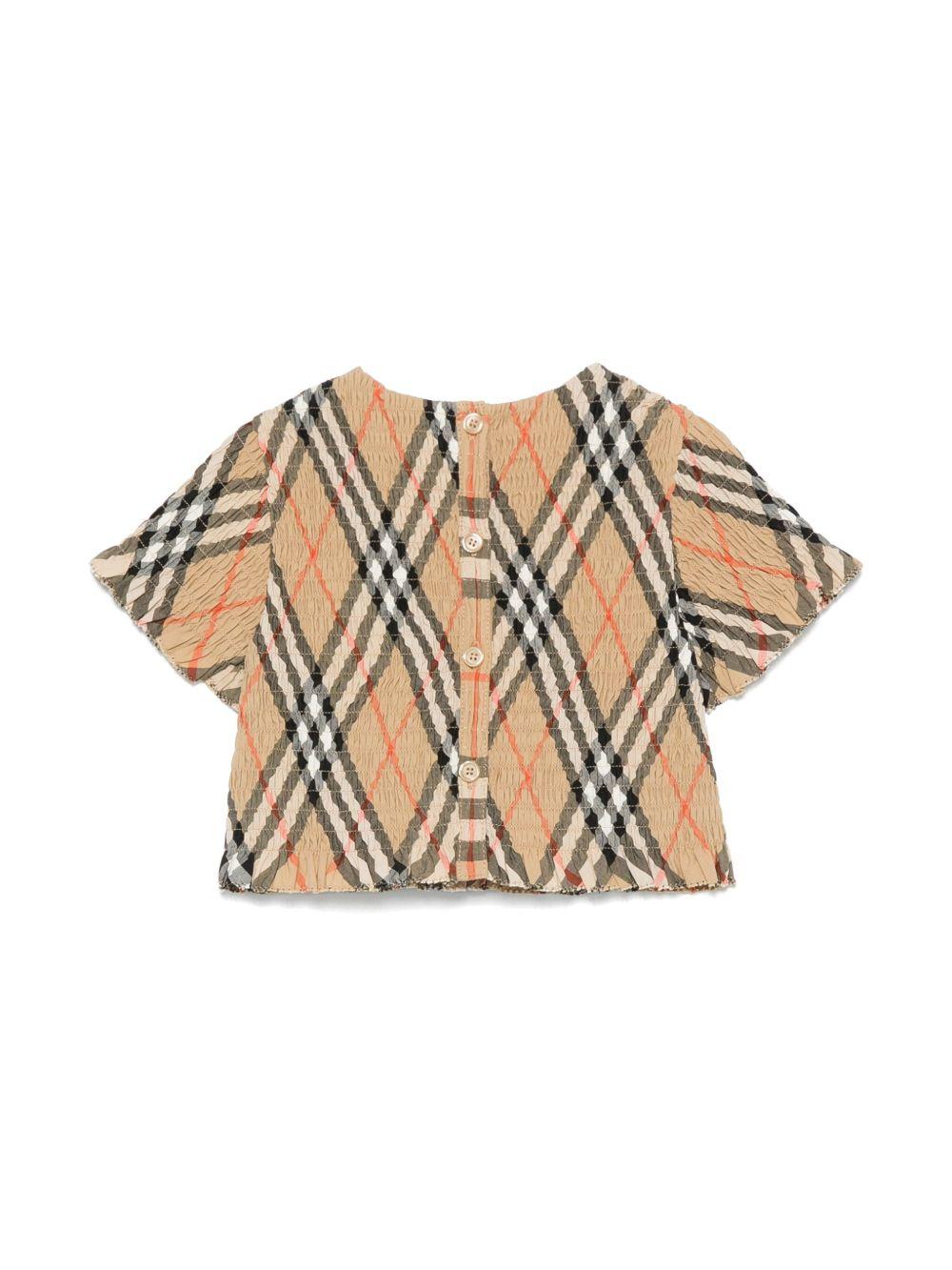 Blusa per neonata Burberry Kids Madeline beige con motivo Vintage Check 8100547 B9368 BURBERRY KIDS 