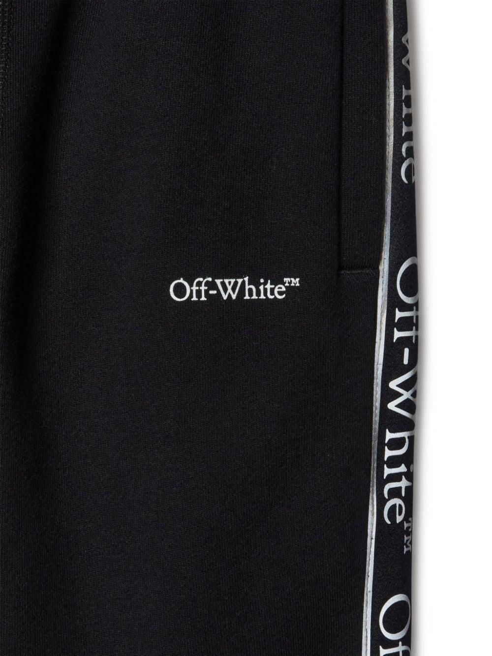 Pantaloni sportivi per bambino Off-White Kids neri Bookish Logo Band OBCH009F24FLE001 1001 OFF WHITE KIDS 