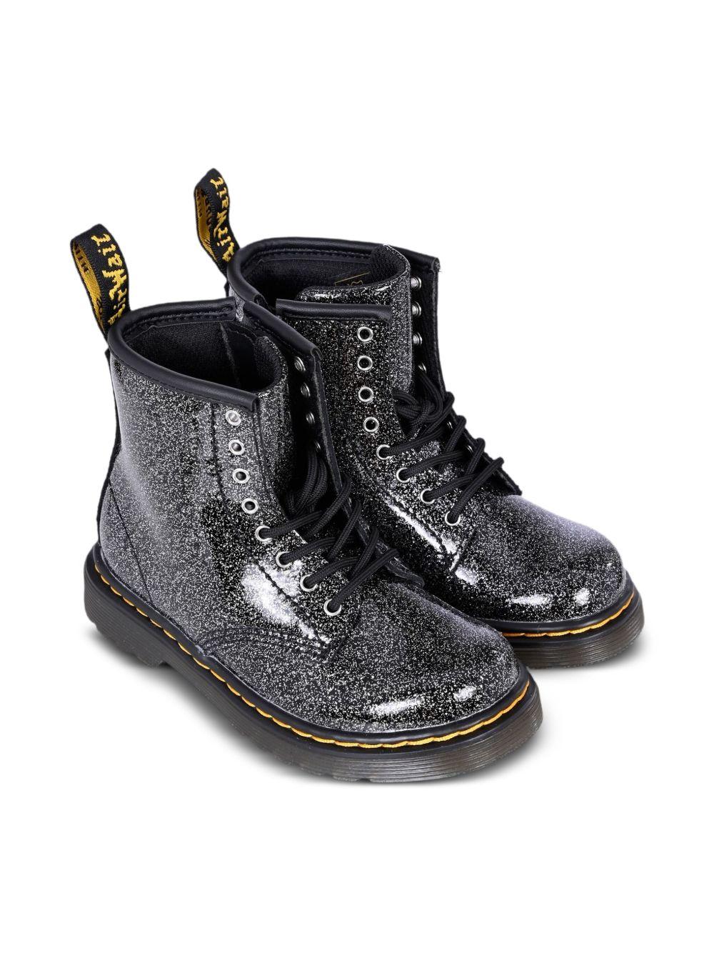 Stivali per bambina Dr. Martens Kids neri con effetto glitter 41435001 1460 Dr martens kids 