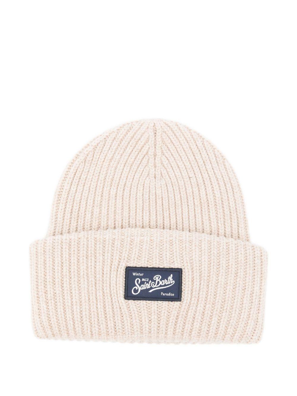 Berretto per bambino MC2 Saint Barth Kids beige con toppa con logo BRR0001 02300I MC2 ST. BARTH KIDS 
