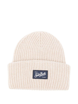 Berretto per bambino MC2 Saint Barth Kids beige con toppa con logo