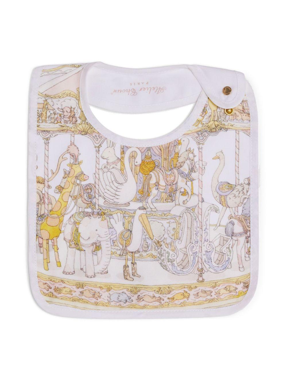 Bavaglino per neonati Atelier Choux bianco con stampa carosello BI-CS-CAR P-U ATELIER CHOUX PARIS 