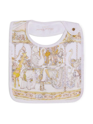 Bavaglino per neonati Atelier Choux bianco con stampa carosello