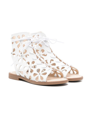 Florens white floral cut-out sandals for girls