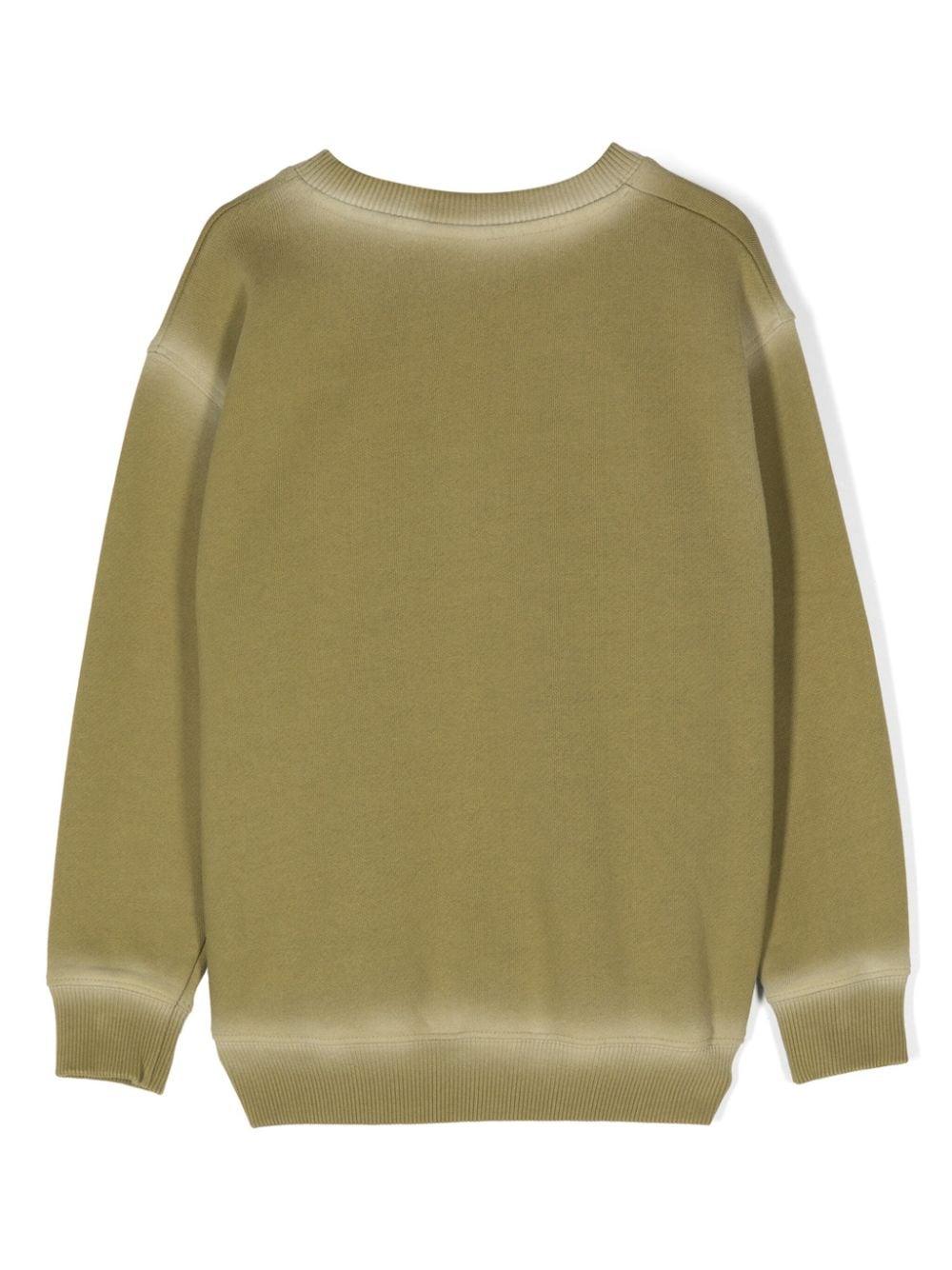 Felpa Off Stamp CL per bambino Off-White Kids verde con effetto sbiadito OBBA001F24FLE001 5401 OFF WHITE KIDS 