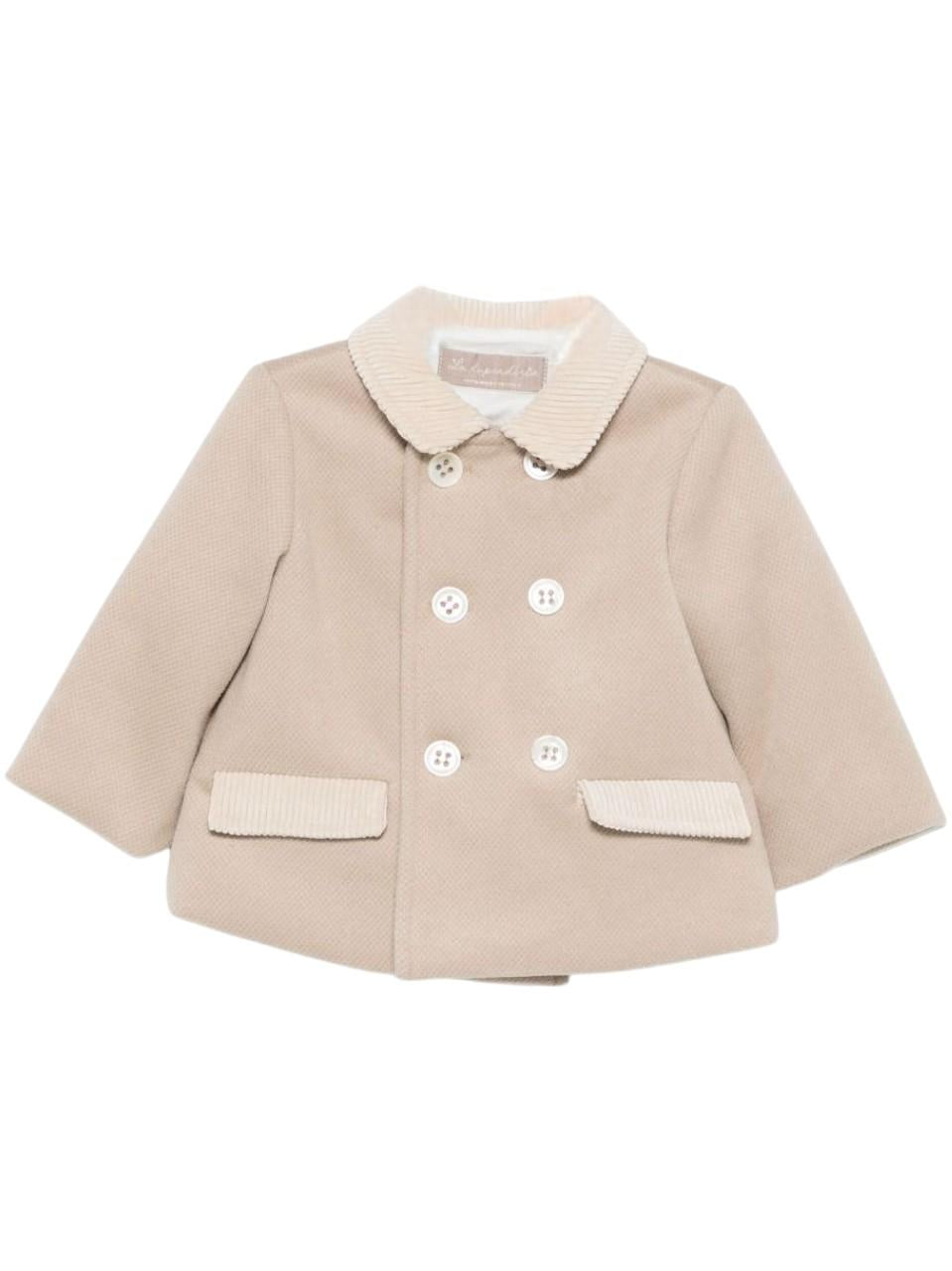 Cappotto a doppiopetto per neonata La Stupenderia beige con colletto classico 1TCGB13 H19 LA STUPENDERIA 