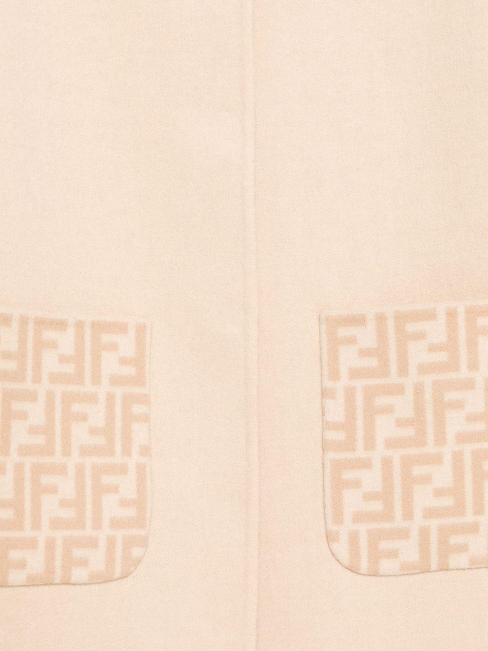 Abito per bambina Fendi Kids beige con apertura anteriore e tasche logate JFB722 A8DO F1P2N FENDI KIDS 