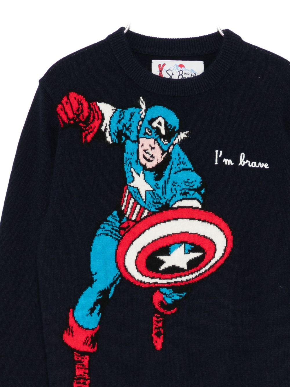 Maglione per bambino MC2 Saint Barth Kids blu con Captain America DOU0001 02453I MC2 ST. BARTH KIDS 