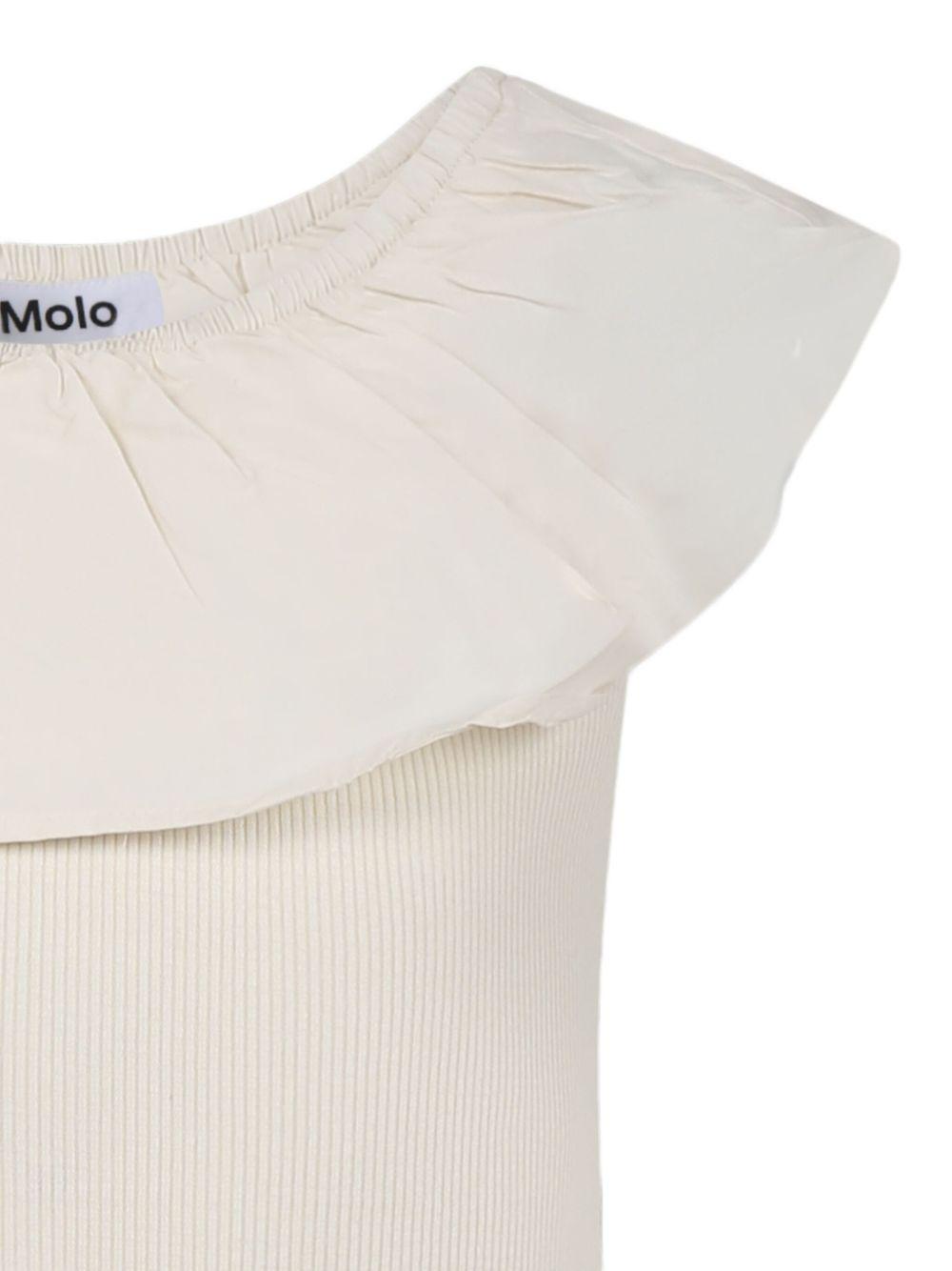 T-shirt con ruches per bambina Molo bianco con orlo dritto 2S25A104 5410 MOLO 