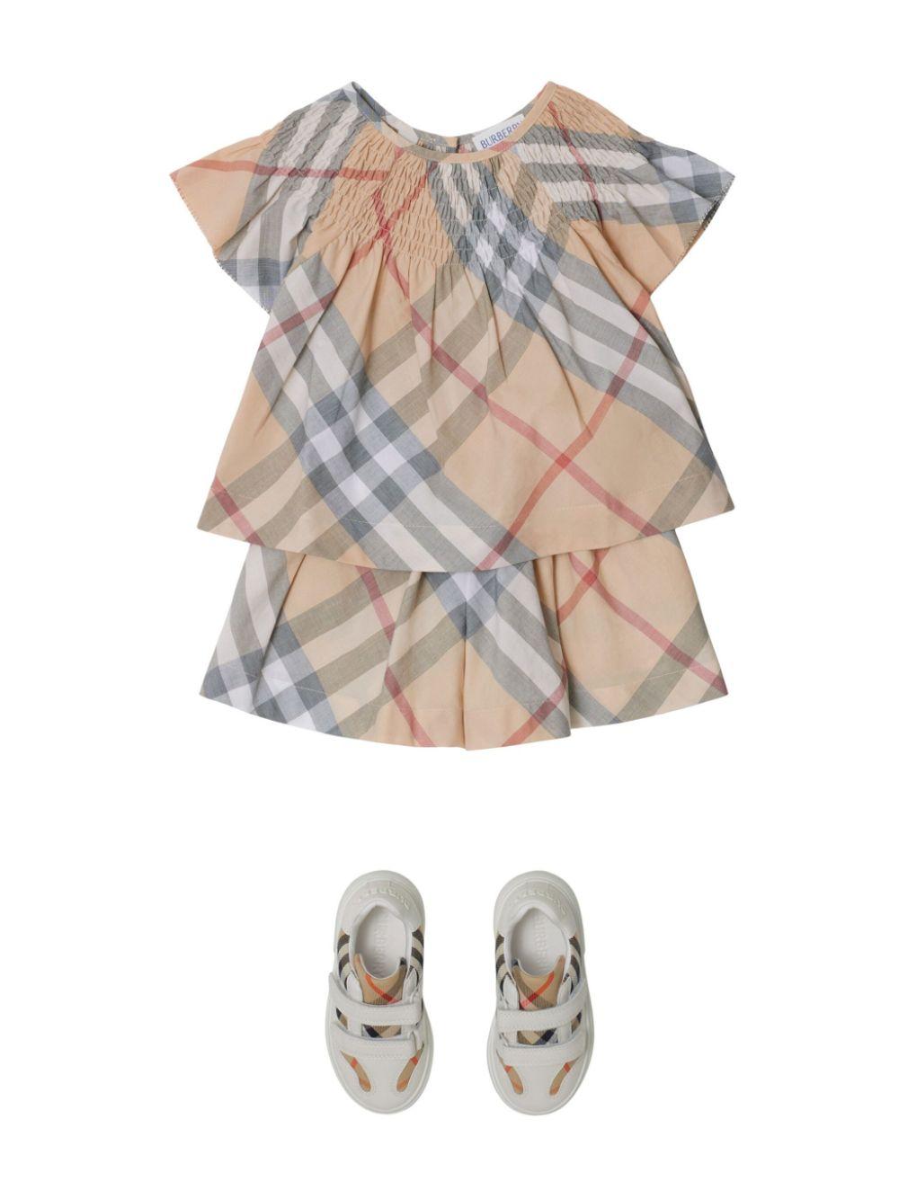 Top per neonata Burberry Kids beige con motivo a quadri 8100545 A2205 BURBERRY KIDS 