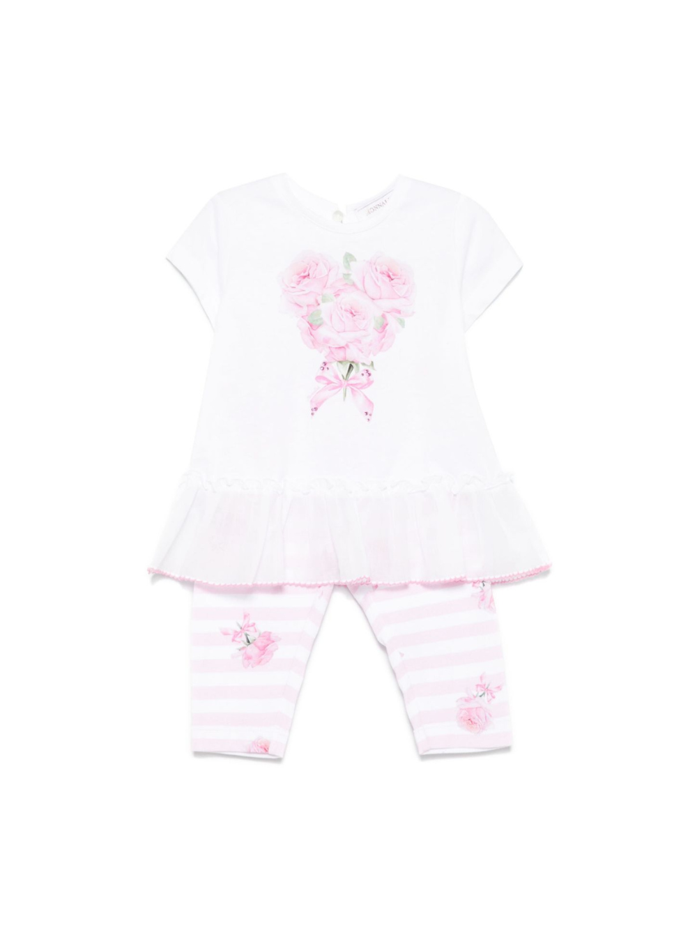 Set t-shirt e leggings per neonata Monnalisa bianco con stampa rosa 31E501 5652 9990 MONNALISA 