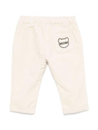 Pantaloni per neonato Moschino Kids beige chiaro a coste con logo sul retro MDP038LVA05 20404 MOSCHINO KIDS 