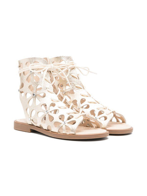 Florens gold floral cut-out sandals for girls