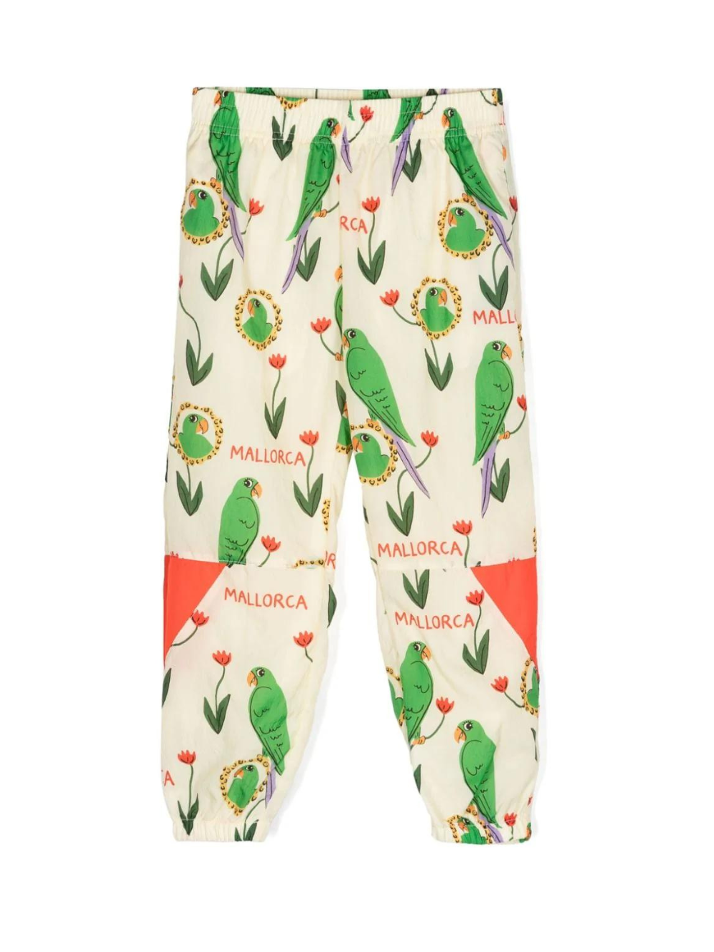Pantaloni sportivi per bambina Mini Rodini bianco stropicciati con pappagalli 2463010000 Multi MINI RODINI 