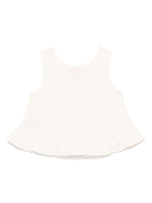 Top per neonata Donsje Francise bianco con orlo increspato