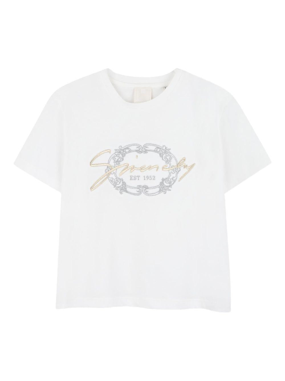 T-shirt per bambina Givenchy Kids bianca con ricamo con logo H31014 117 GIVENCHY KIDS 