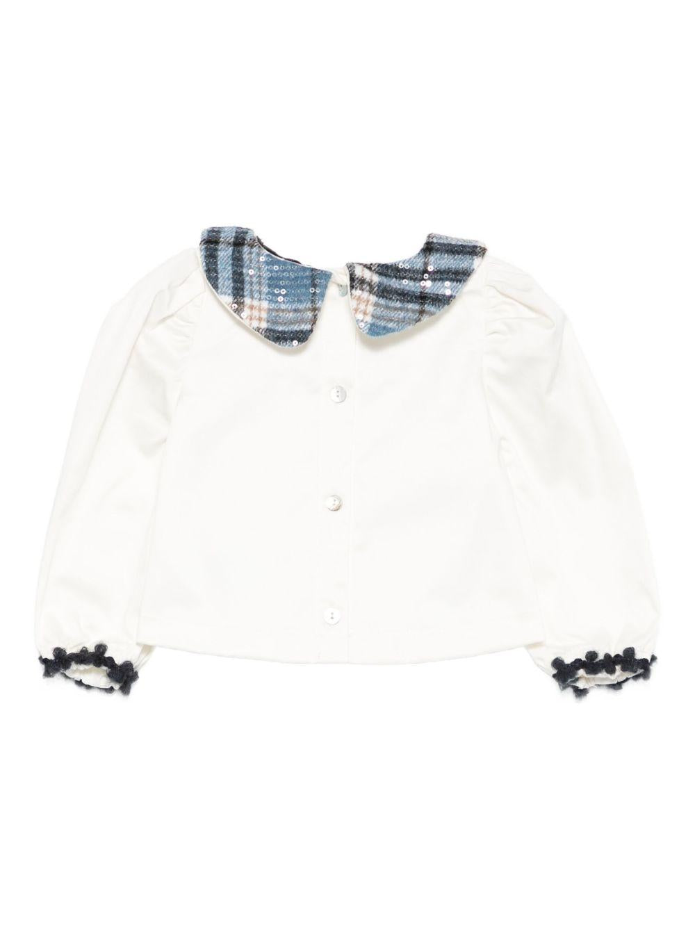 Camicia per neonata A'lapage bianca con colletto con motivo scozzese AL22NB OFF WHITE A'LAPAGE 