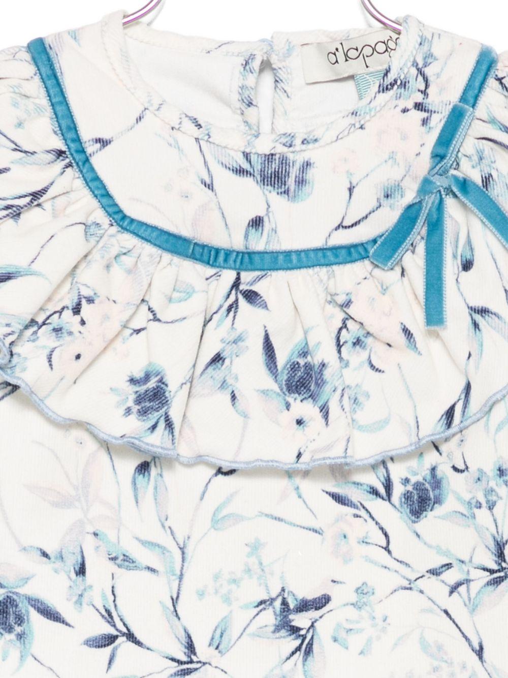 Camicia per neonata A'lapage azzurra con stampa floreale AL27BNB NAVY A'LAPAGE 