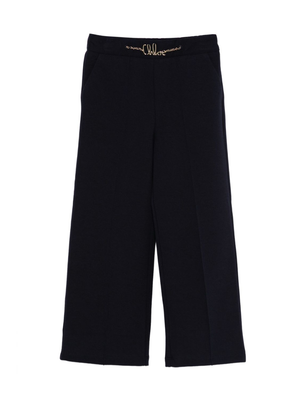 Pantaloni per bambina Chloé Kids blu con dettaglio a catena