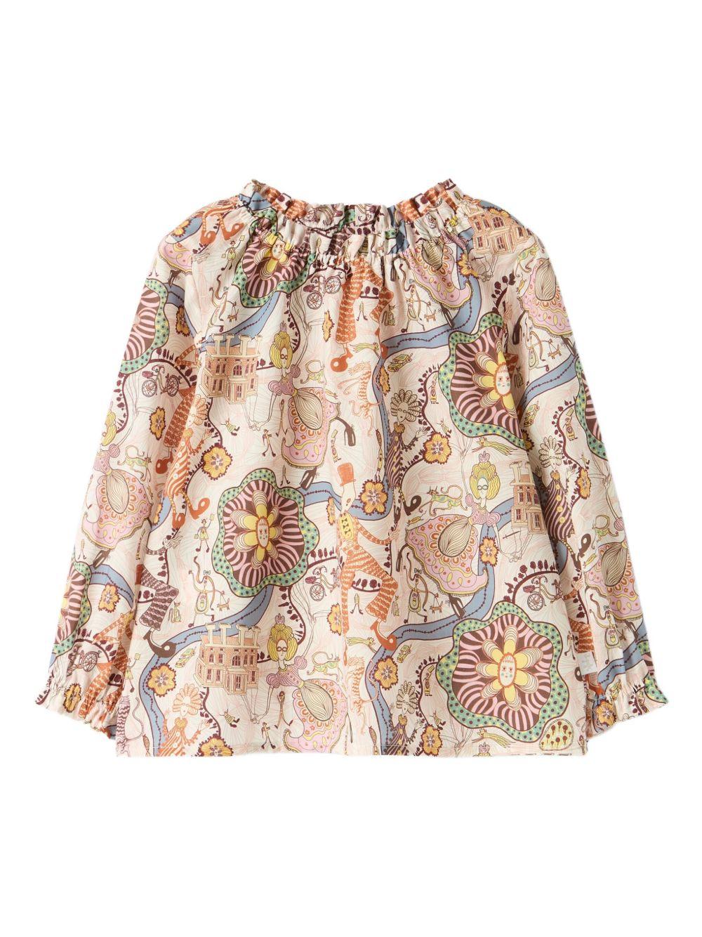 Blusa per bambina Il Gufo rosa con stampa floreale A25GCL0003C4148 680 IL GUFO 