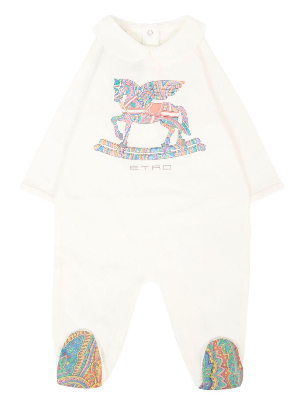 Tutina per neonati ETRO Kids bianca con motivo Pegaso GXB560 Z3186 101MC ETRO KIDS 