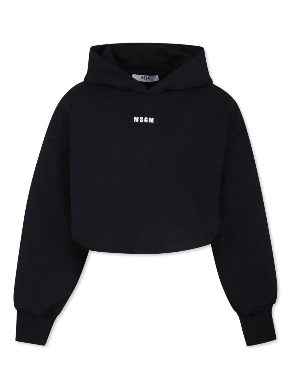 Felpa con cappuccio per bambina MSGM Kids nero con trama jersey F4MSJGHS140 110 MSGM KIDS 