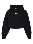 Felpa con cappuccio per bambina MSGM Kids nero con trama jersey F4MSJGHS140 110 MSGM KIDS 