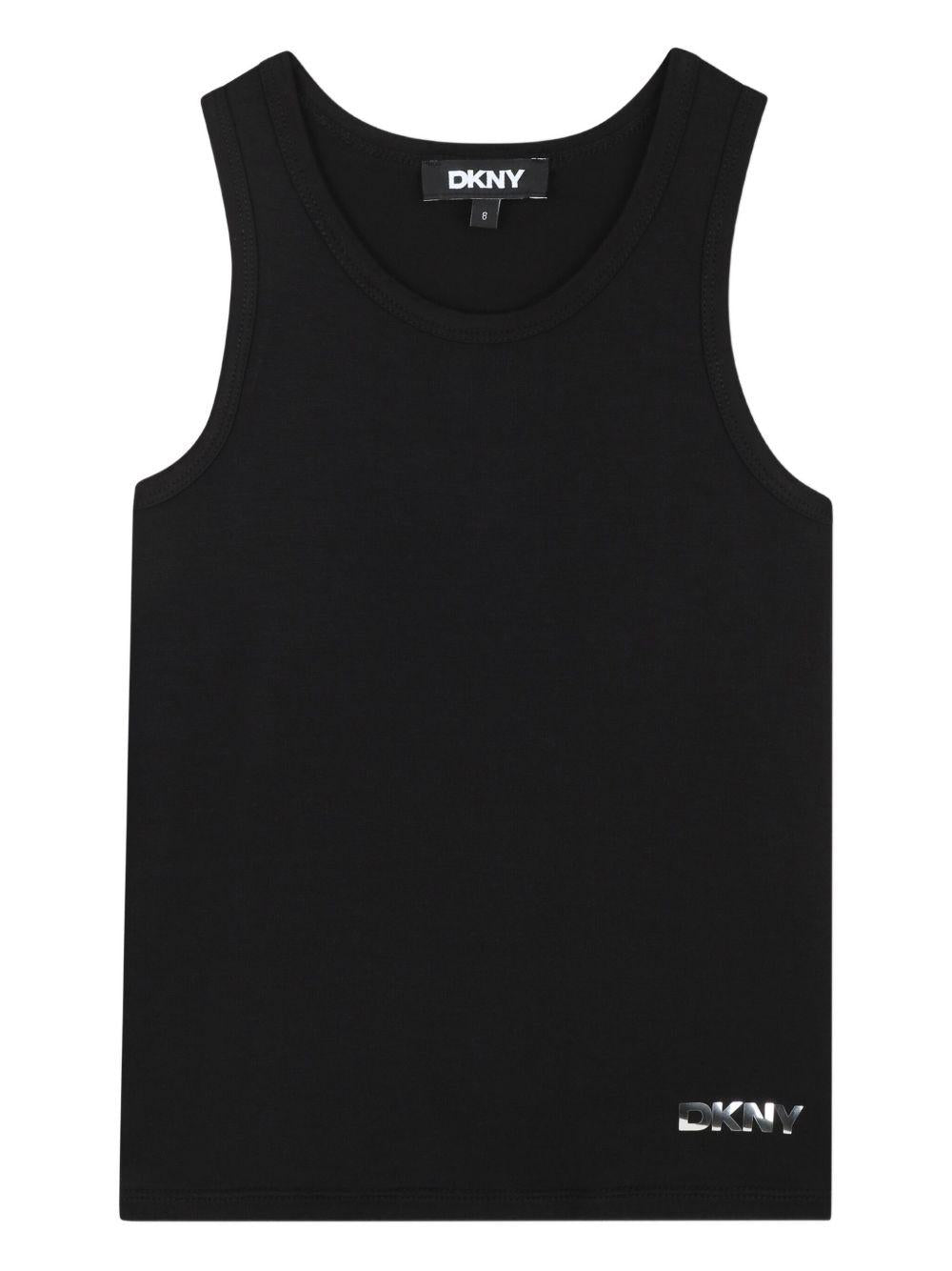 Camicia Utility per bambina Dkny Kids nera con effetto morié D62352 09B DKNY 