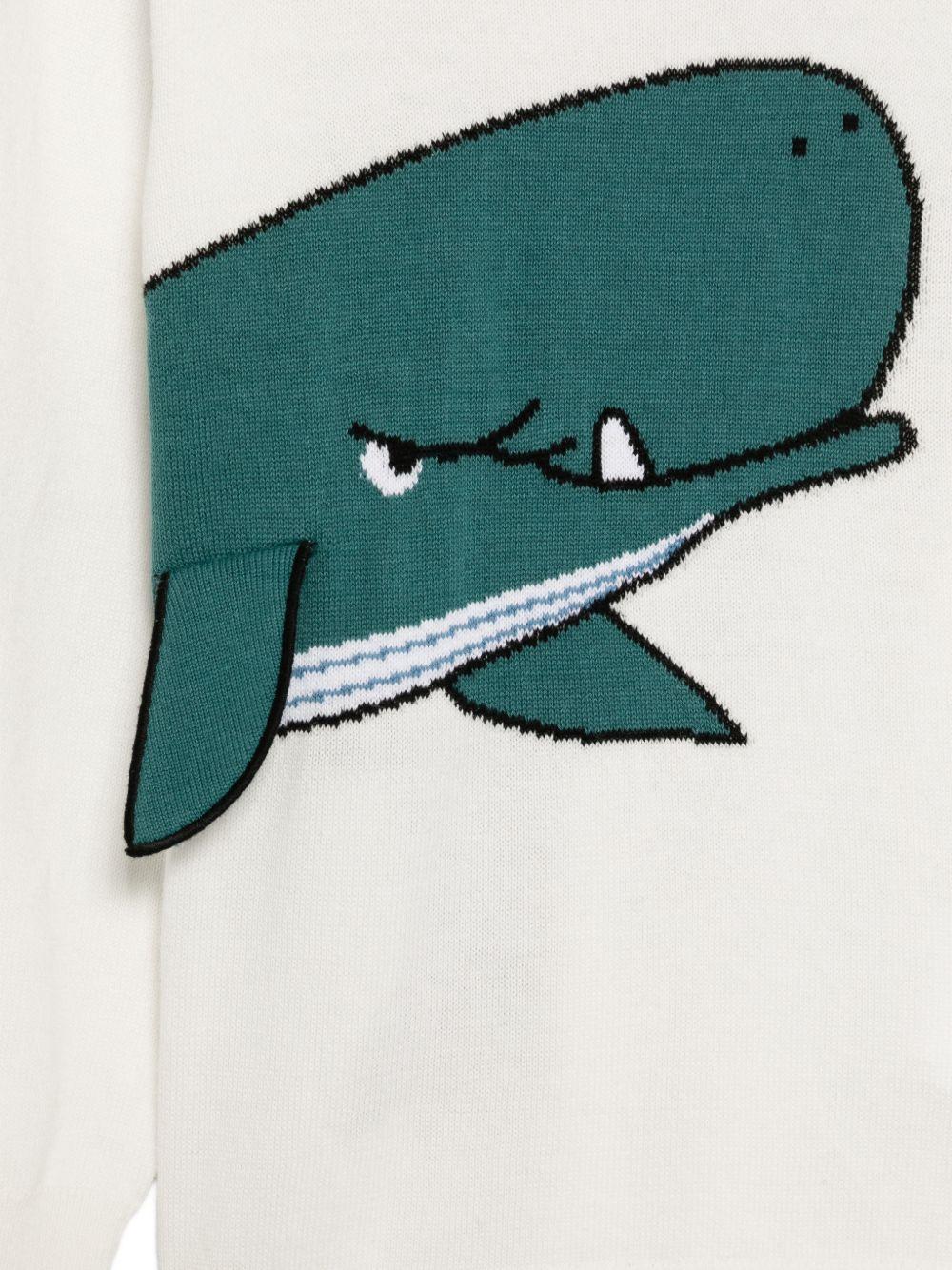 Maglione per bambino Stella McCartney Kids bianco con ricamo balena sul davanti TY9P10 Z2922 101 STELLA McCARTNEY KIDS 