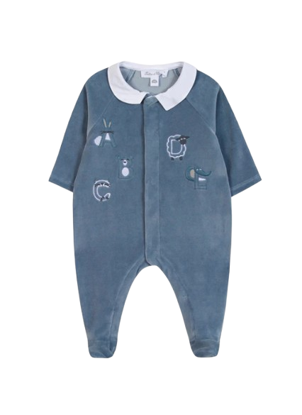 Tutina per neonata Tartine Et Chocolate blu con lettere ricamate CB54120 47 TArtine & Chocolat 