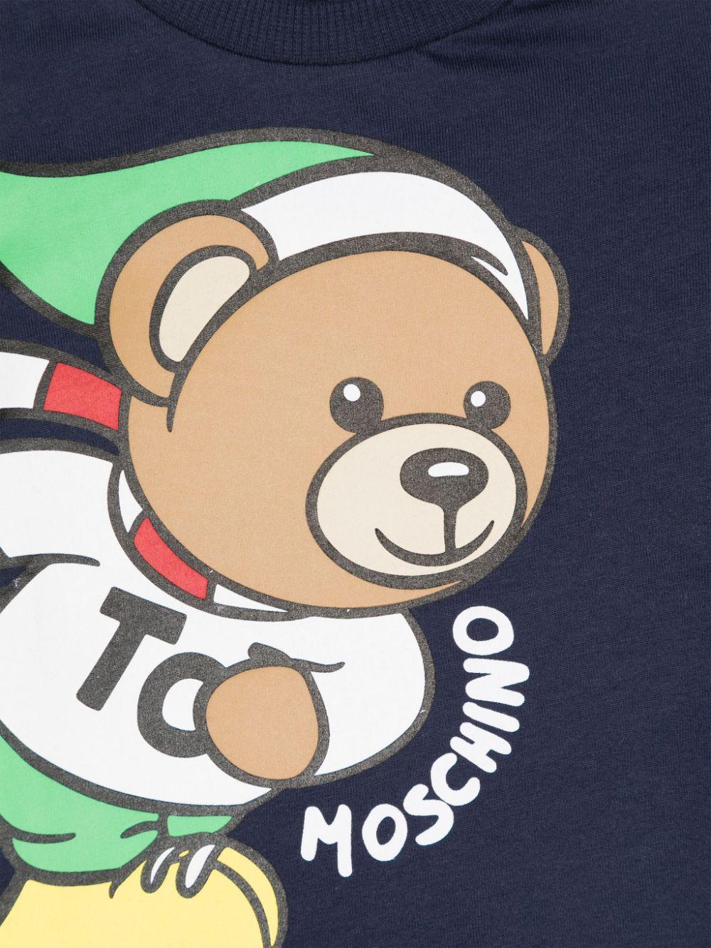 T-shirt per neonati Moschino Kids blu con motivo Teddy Bear MSO00RLAA10 40016 MOSCHINO KIDS 
