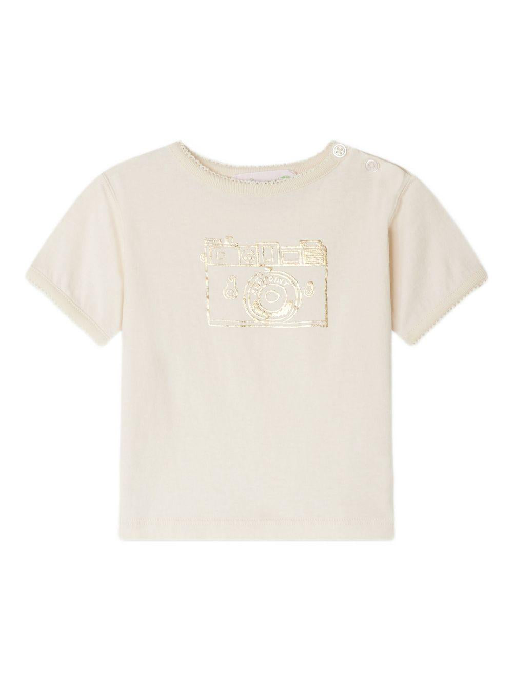 T-shirt per neonata Bonpoint beige con stampa sul davanti P05XTSK00001 104 BONPOINT 