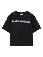 T-shirt per bambino The Marc Jacobs Kids nera con logo sul davanti W60755 09B THE MARC JACOBS KIDS 