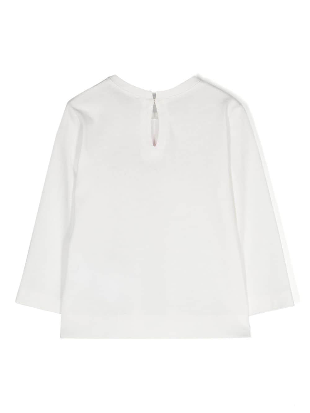 T-shirt con applicazione per neonata Monnalisa bianca con scollo rotondo 39D601 4003 0001 MONNALISA 