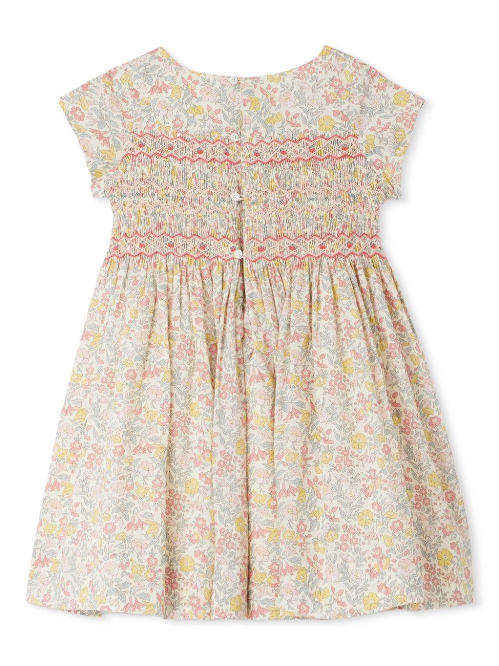 Abito in duchesse di cotone stampa floreale per bambina Bonpoint multicolor con girocollo P04GDRW00005 520 BONPOINT 
