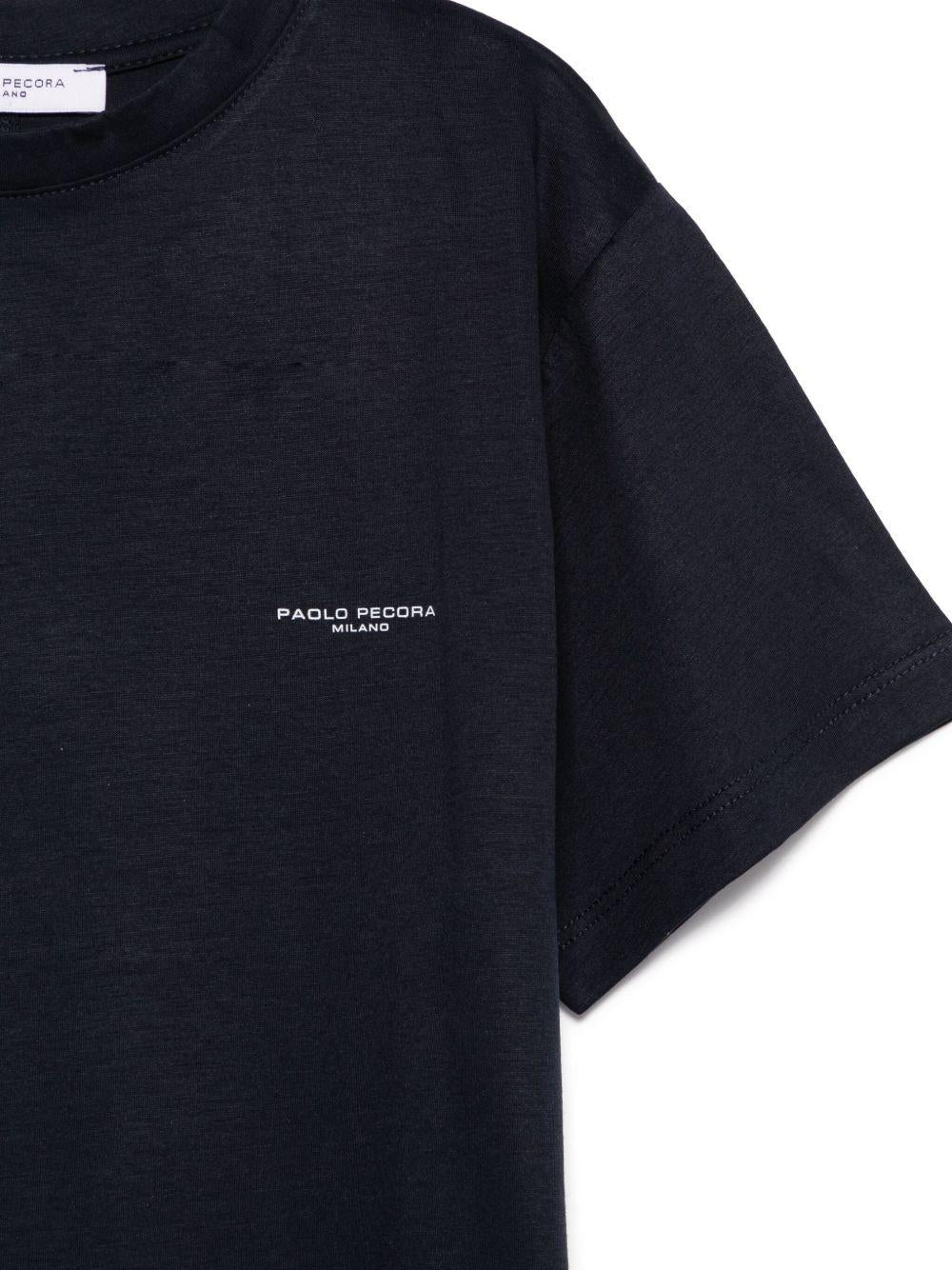 T-shirt per bambino Paolo Pecora Kids blu con logo sul petto PP4052 BLU PAOLO PECORA KIDS 
